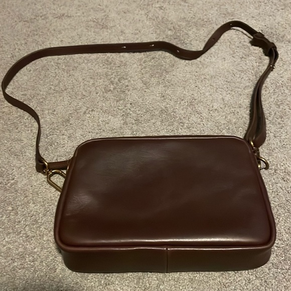 Brown leather Madewell camera bag. Calf hair on one side, smooth leather other - Picture 1 of 9